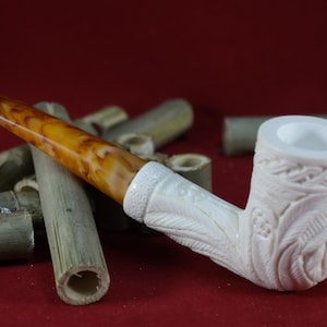 Handmade Block Meerschaum Pipe – Turkish Carved Tobacco Pipe – Unique Gift for Men – Cool, Dry Smoke – Collectible Piece(135)
