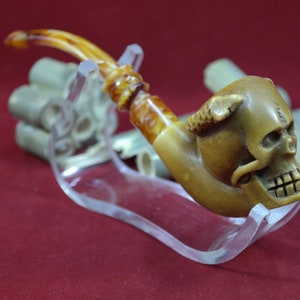 Handgefertigte Block Meerschaum Pfeife - Türkisch geschnitzte Tabakspfeife - Einzigartiges Geschenk für Männer - Kühler, trockener Rauch - Sammlerstück (182)