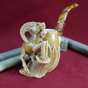 Handmade Carved Meerschaum Pipe: Ram Design