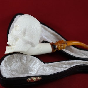 Handmade Block Meerschaum Pipe – Turkish Carved Tobacco Pipe – Unique Gift for Men – Cool, Dry Smoke – Collectible Piece- Meerschaum Pipe