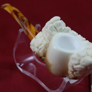 Handgefertigte Block Meerschaum Pfeife - Türkisch geschnitzte Tabakspfeife - Einzigartiges Geschenk für Männer - Kühler, trockener Rauch - Sammlerstück (146)