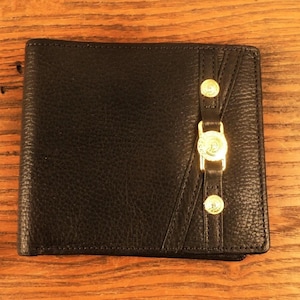 Cartera plegable de piel negra VERSACE para hombre