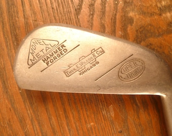Palo de golf, varilla de madera de nogal americano, hierro medio (hierro 4), Wilson, restaurado, antiguo.