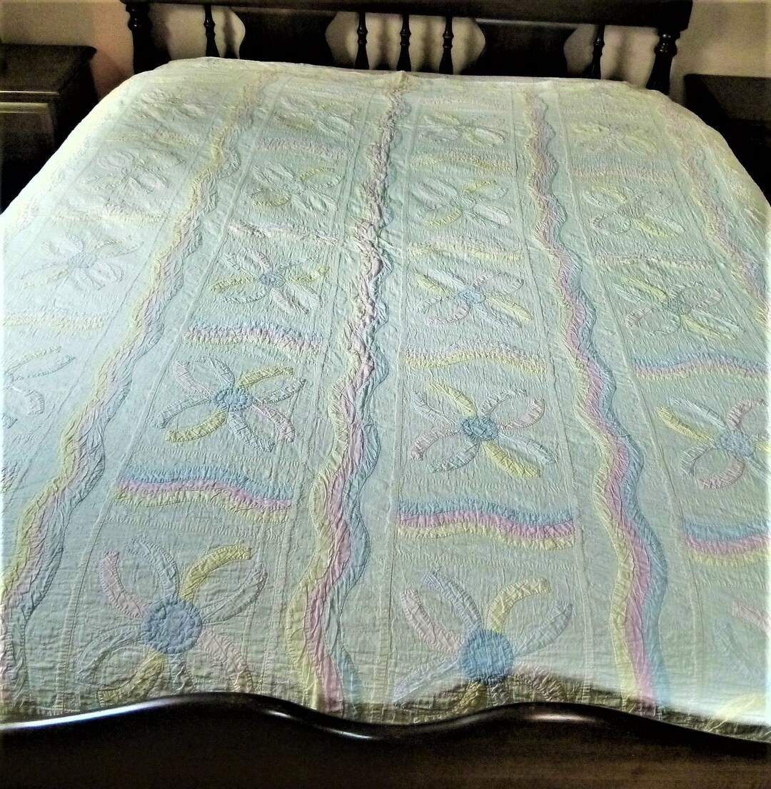 Wedding Ring Queen Quilt Antique Circa 1920s Folk Art Rare Etsy