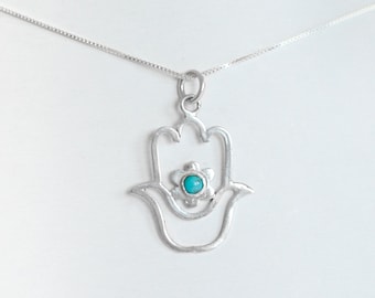 Collana con mano di Hamsa, collana protettiva, collana portafortuna, gioielli di Judaica, gioielli israeliani, ciondolo Hamsa, gioielli della Kabbalah, regalo di Hanukkah
