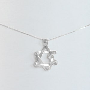 Magen David Necklace, Religious Necklace, Star Of David Charm Chain, Small Silver Pendant, Jewish Necklace, Delicate Everyday Necklace image 1