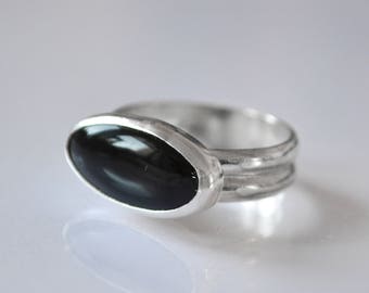 Onyx Ring, Black Onyx Ring, Onyx Stone Ring, Black Stone Ring, Oval Ring, Sterling Silver Ring, Black Onyx Ring For Women, Black Ring Womens