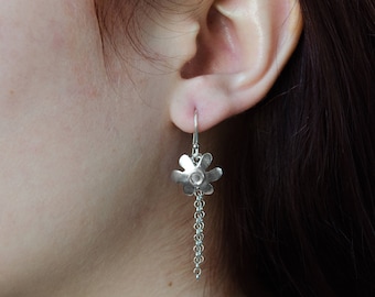Floral Earrings, Flower Earrings, Long Dangle Earrings, Long Flower Earrings, Long Drop Earrings For Women, Chain Earrings, Boho Earrings