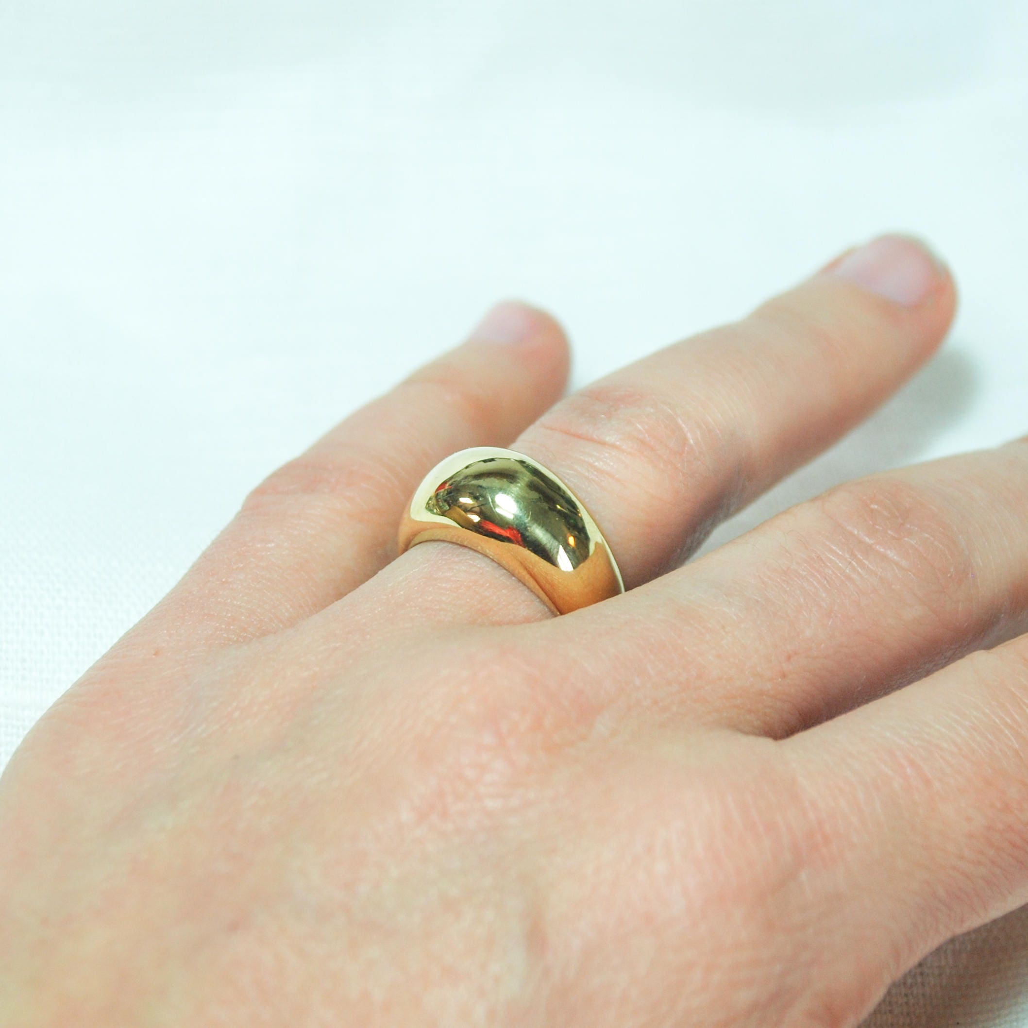 Buy 14K Gold Ring for Her, Gold Dome Ring, Dome Ring, Everyday Ring ...