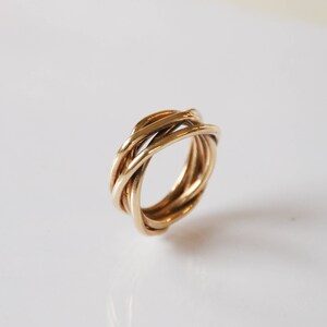 Wire Ring Designs, Gold Wire Ring, 14k Gold Ring, Unique Wedding Band, Unique 14K Gold Ring, Unisex Ring, Handmade Gold Ring, Gift For Mom image 6