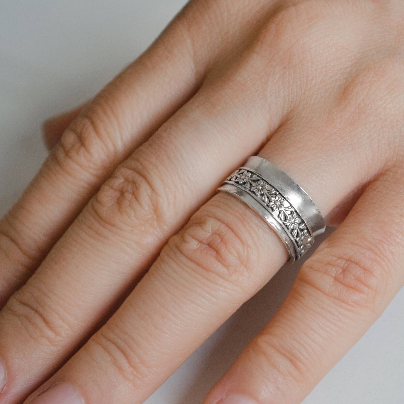 Women's Spinner Ring Sterling Silver Spinner Ring Casual Etsy