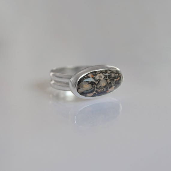 Natural Ocean Jasper Gemstone Handcrafted Jewelry Solid 925 Sterling Silver Ring Size 10