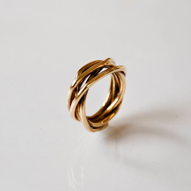 Wire Ring Designs, Gold Wire Ring, 14k Gold Ring, Unique Wedding Band, Unique 14K Gold Ring, Unisex Ring, Handmade Gold Ring, Gift For Mom image 1