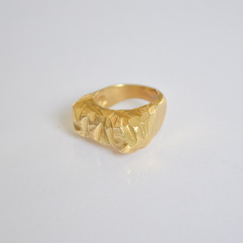 Unique Avant Garde Ring, Unusual Statement Ring, 14k Yellow Gold Ring, Chunky Ring For Women, Bohemian Designer Ring, Gothic Fashion Ring image 7