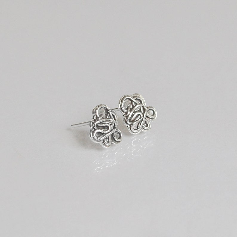 Silver Stud Earrings For Women, Small Boho Earrings, Unique Hipster Earrings, Dainty Modern Earrings, Everyday Earrings, Delicate Earrings image 1