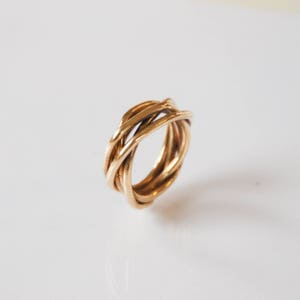 Wire Ring Designs, Gold Wire Ring, 14k Gold Ring, Unique Wedding Band, Unique 14K Gold Ring, Unisex Ring, Handmade Gold Ring, Gift For Mom image 4