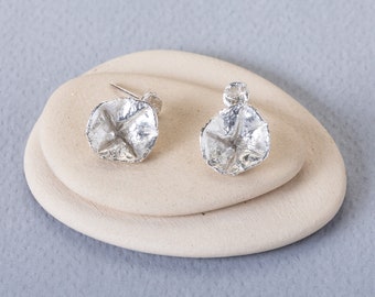 Floral Pin Earrings, Layered Earring, Silver Stackable Earrings, Dainty Silver Earring, Minimalist Earrings, Bridesmaid gift, Silver Jewelry