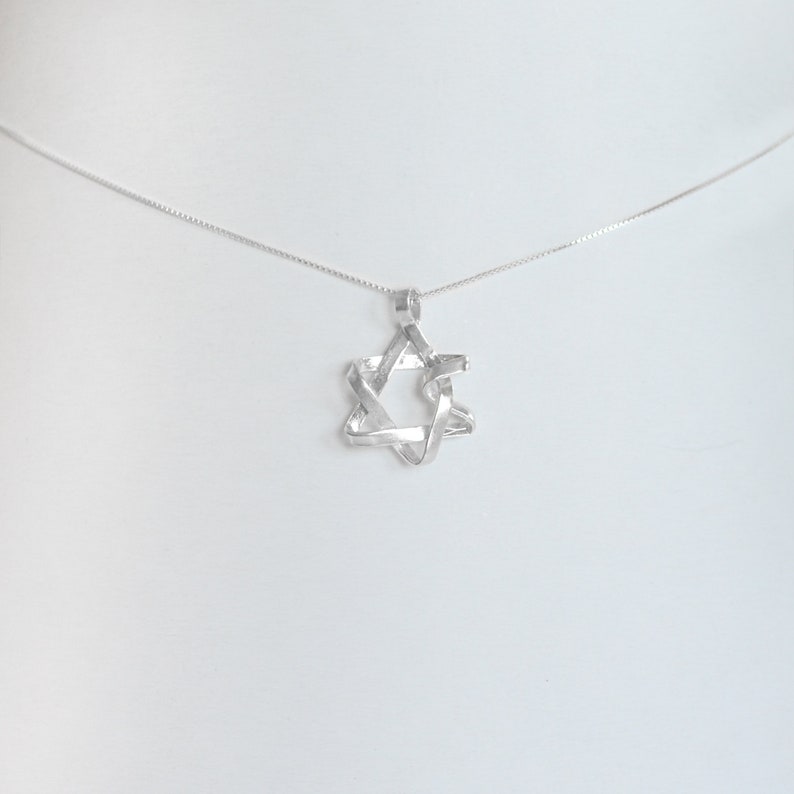 Magen David Necklace, Religious Necklace, Star Of David Charm Chain, Small Silver Pendant, Jewish Necklace, Delicate Everyday Necklace image 1