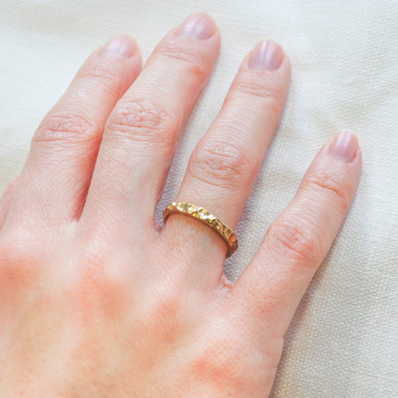 Thin Wedding Band, 14K Gold Handmade Ring, Thin Band Ring, Dainty