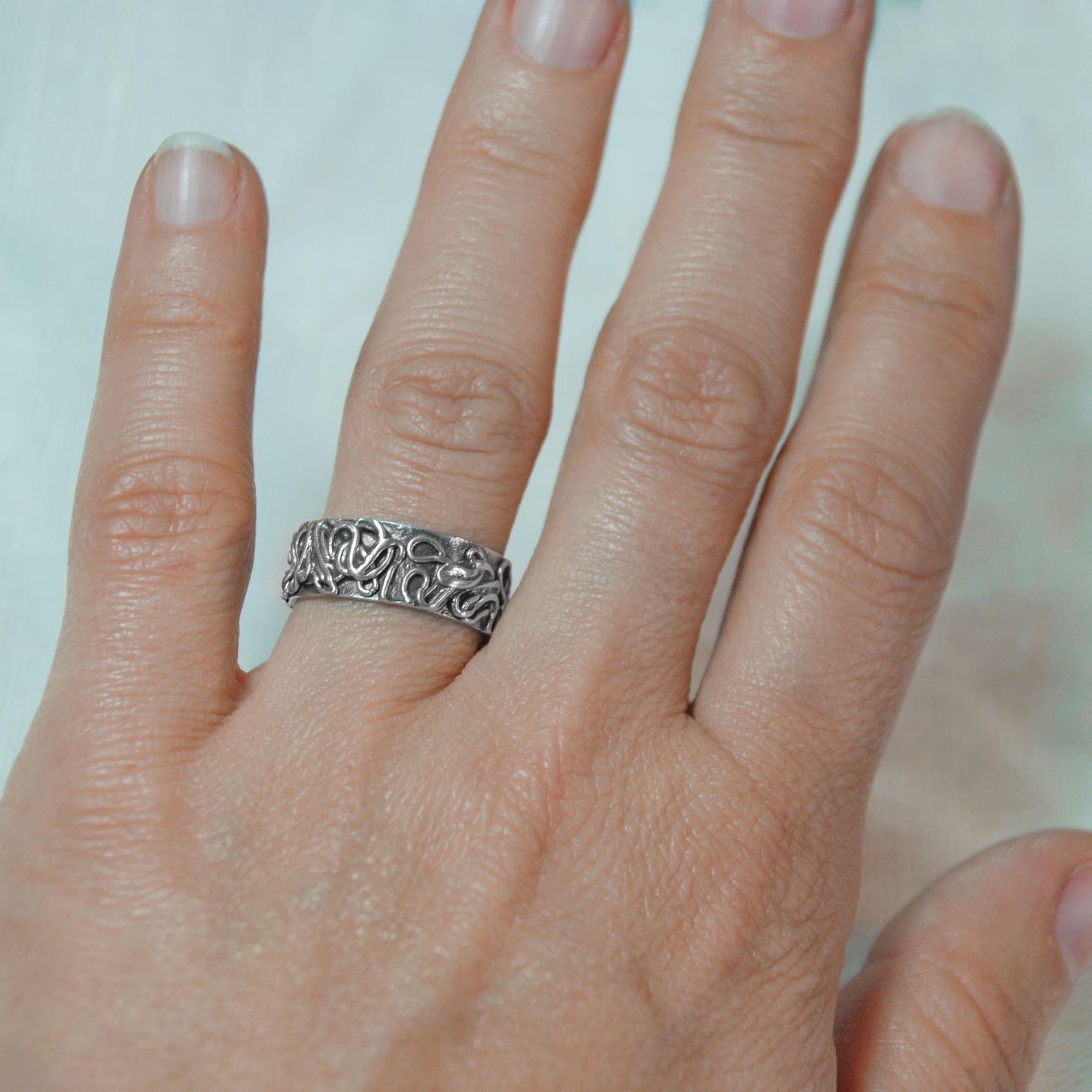 Silver Ornate Ring, Ornate Ring, Ornate Band Ring, Sterling Silver Ring ...
