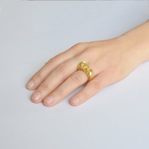 Unique Avant Garde Ring, Unusual Statement Ring, 14k Yellow Gold Ring, Chunky Ring For Women, Bohemian Designer Ring, Gothic Fashion Ring image 5
