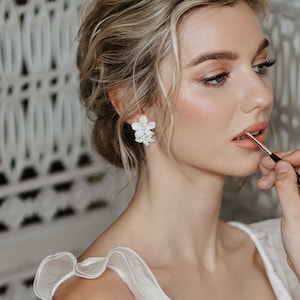 ESMERAY Earrings. Bridal Earrings, Floral Earrings, Flower Stud Earrings