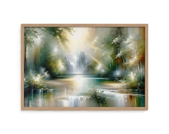 Woodland Waterfall Wall Art for Tranquil Nature Inspired Home Decor