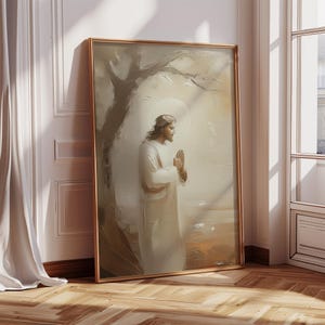 Jesus Christ Praying in the Garden of Gethsemane Printable Wall Art