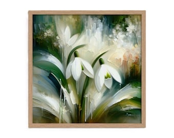 Snowdrop Framed Wall Art – Elegant Flower Print, Botanical Spring Artwork, White Floral Nature Decor