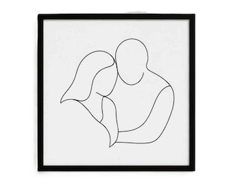 Soulmate One Line Wall Art Print, Minimalist Continuous Line Couple Home Decor