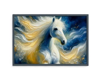 White Arabian Horse Wall Art Print – Refined Equestrian Home Decor, Unique Gift Idea