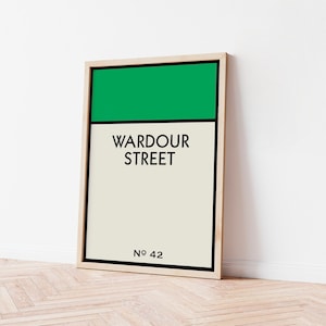 Monopoly Kunstdruck, digitaler Download, neues Wohndekor, Wandkunst, Galeriewand, personalisiertes Geschenk Housewarming, Straßennamendruck