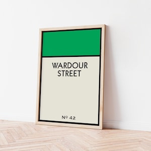 Monopoly Print, Wall Art Print, New Home Decor, Wall Art, Gallery Wall, Unique Wall Poster, Personalised Gift Housewarming, Street Road Name