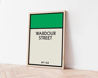 Monopoly Print, Wall Art Print, New Home Decor, Wall Art, Gallery Wall, Unique Wall Poster, Personalised Gift Housewarming, Street Road Name