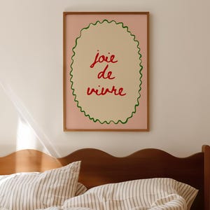 Joie De Vivre - Art Print, Trendy Portrait Vertical Wall Art Print, Above Bed Bedroom Art, French Poster, Maximalist Decor, Colourful Art