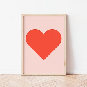 Love Heart Print, Regalo de San Valentín, Decoración de la habitación de los niños, Arte de pared, Tipografía, Impresiones de guardería, Sala de juegos para niños, A3 A4 A5 A6, Regalo, Colorido