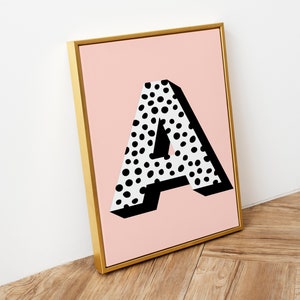 Personalised Initial Letter Name Print, Girls Bedroom, Wall Art, Portrait, A3 A4 A2, Nursery Playroom Print, Baby Gift, Quirky Decor, Colour