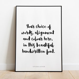 Impresión personalizada, Cita personalizada, Impresión de texto personalizada, Arte mural, Póster de cita personalizada, Pared de galería, Impresión de tipografía personalizada, A3 A4 A5, Regalo