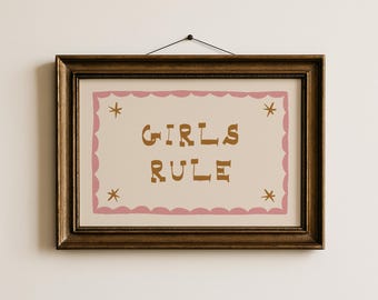 Impression de règle pour filles, oeuvre d'art au-dessus du lit, art mural de chambre d'enfant, décoration de salle de jeux, oeuvre d'art pour chambre d'enfant, cadeau pour fille, impression d'art pour chambre d'enfant mignon, art pour filles