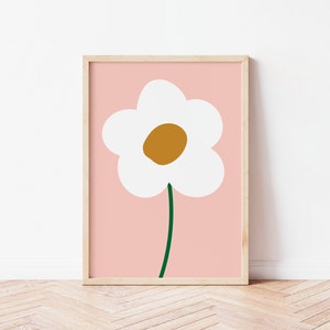 Colorido estampado de flores, Arte simple, Arte de pared minimalista, Ilustración peculiar, Pared de la galería, Habitación para niños, Floral, A3 A4 A5, Decoración retro peculiar