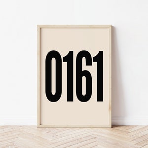 0161, impression Manchester, citation, décoration d'intérieur originale, art mural, monochrome, cadeau, anniversaire, typographie artistique, affiche graphique, portrait A3 A4 A5