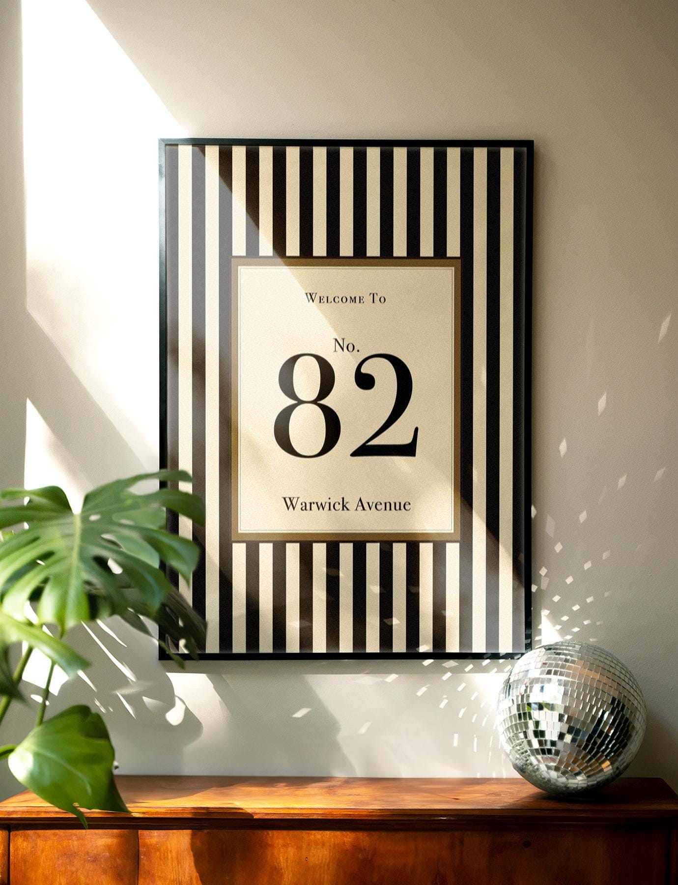 Address/number Decoration Personalised House Number Print, Custom Address Wall Art, Striped House ...