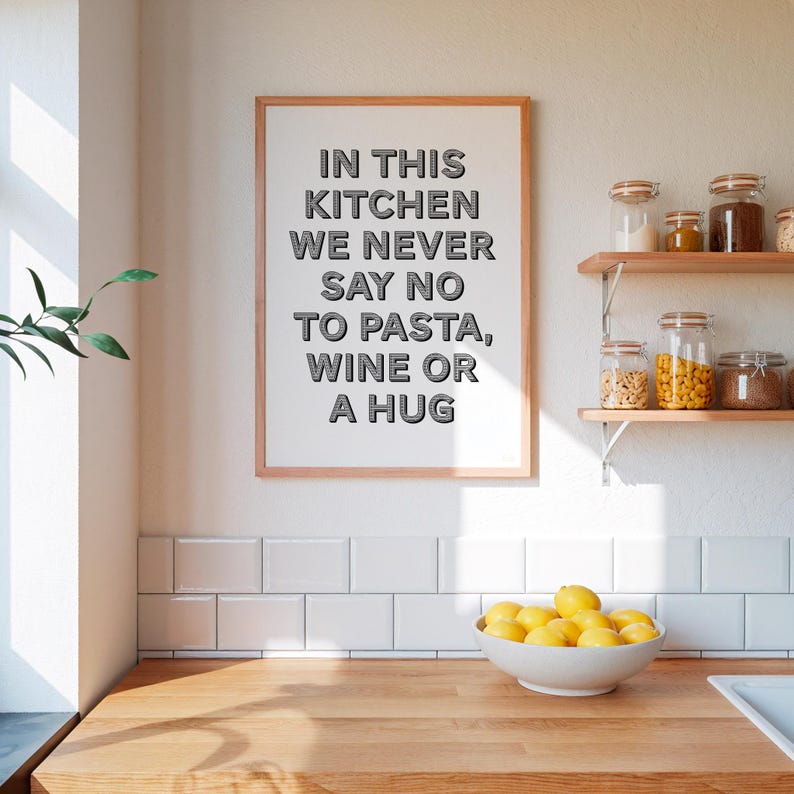 Kitchen Print, Pasta and Wine Art Print, Fun Decor Wall Art, Funny Poster, Funky, Maximalist Decor, Trendy, Colourful Kitchen Wall Art, image 9