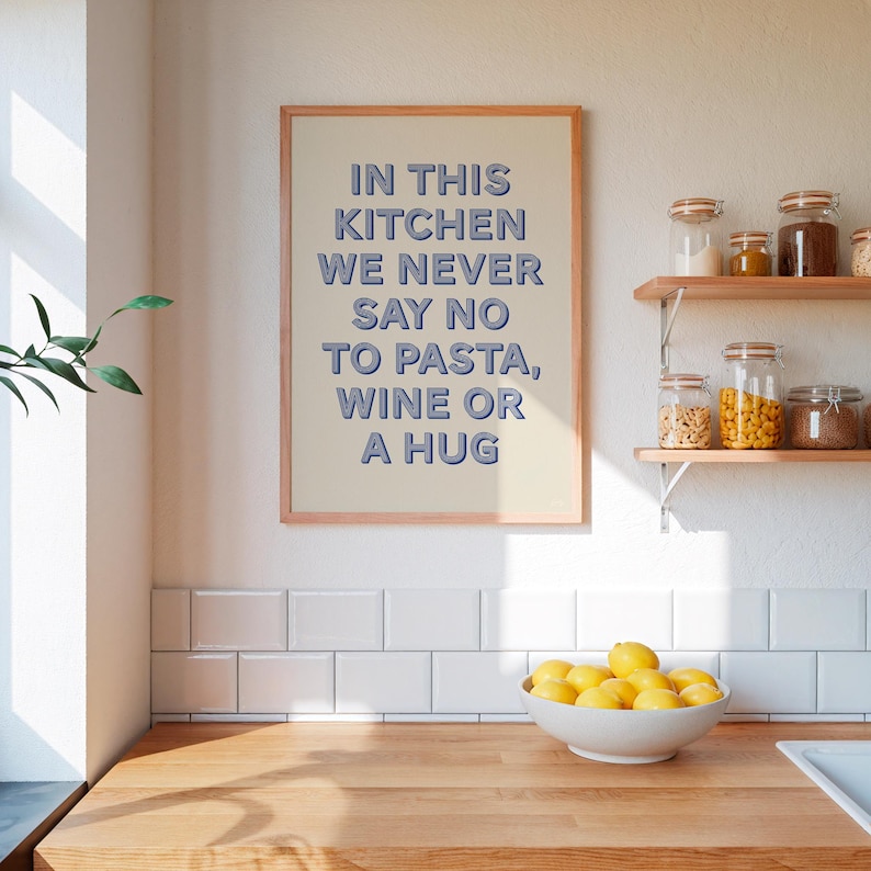 Kitchen Print, Pasta and Wine Art Print, Fun Decor Wall Art, Funny Poster, Funky, Maximalist Decor, Trendy, Colourful Kitchen Wall Art, image 6