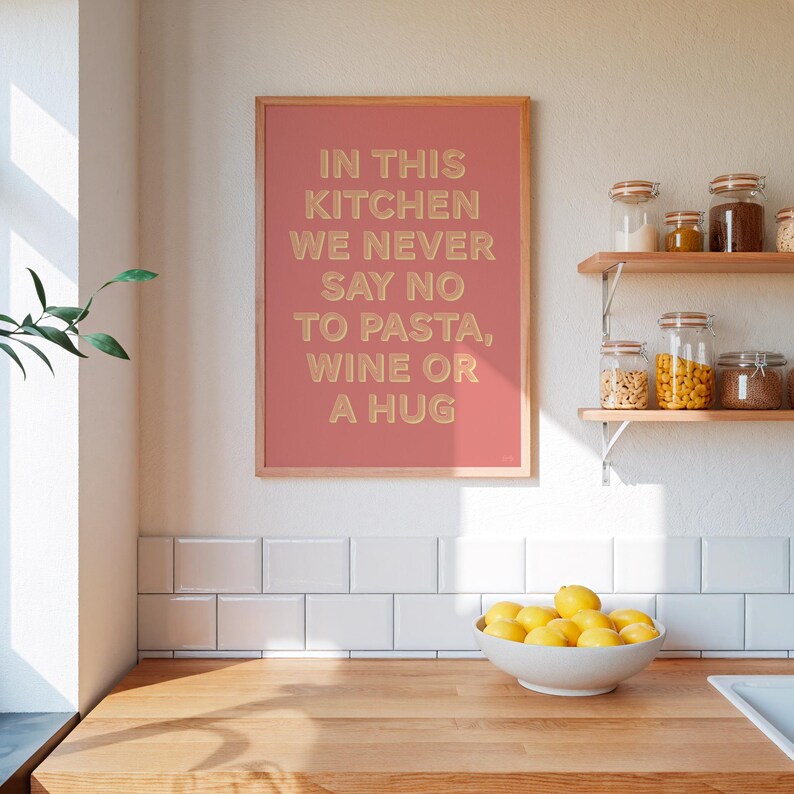 Kitchen Print, Pasta and Wine Art Print, Fun Decor Wall Art, Funny Poster, Funky, Maximalist Decor, Trendy, Colourful Kitchen Wall Art, image 7