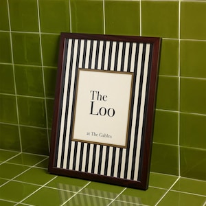 The Loo Wall Art, Personalised Bathroom Print, Striped Bathroom Sign, British Humour Home Decor, Custom House Number Poster, WC Wall Art image 5