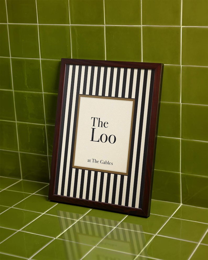 The Loo Wall Art, Personalised Bathroom Print, Striped Bathroom Sign, British Humour Home Decor, Custom House Number Poster, WC Wall Art image 5