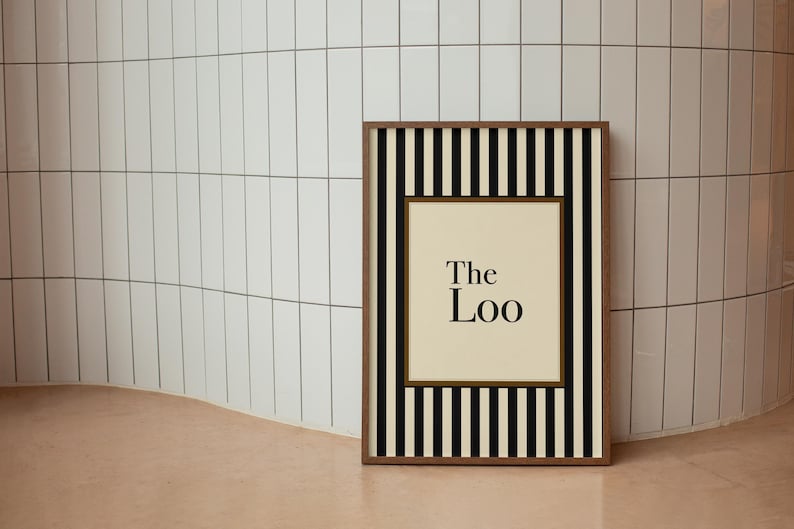 The Loo Wall Art, Personalised Bathroom Print, Striped Bathroom Sign, British Humour Home Decor, Custom House Number Poster, WC Wall Art image 8