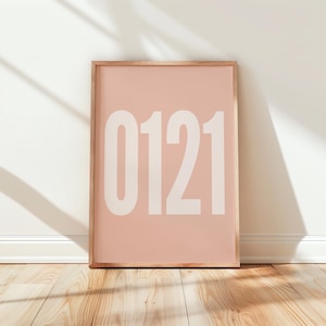 0121, Birmingham Print, Quote, Quirky Home Decor, Wall Art, Monochrome, Gift, Birthday, Art Typography, Graphic Poster, Portrait