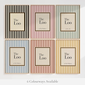 Personalised “The Loo” Bathroom Sign, Custom Toilet Door Sign, Sage Green Striped Bathroom Wall Art, Funny Cloakroom or Powder Room Decor image 14